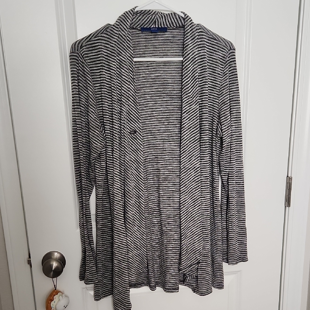 Apt. 9 Gray and Black Striped Cardigan